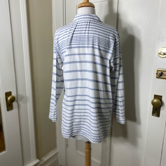 J.Jill Blue White Cotton Tunic Striped Button Down Top - Picture 8 of 12